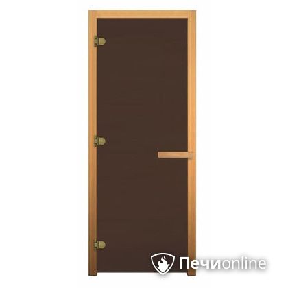 Дверь Банный эксперт Бронза матовое стекло 180*68, 8 мм, 3 петли, коробка осина в Брянске