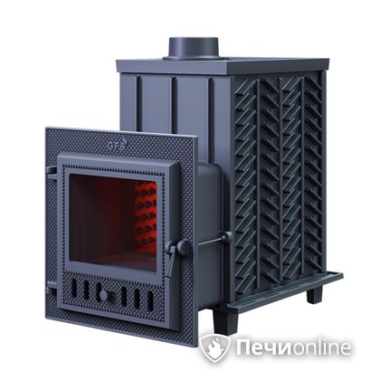 Дровяная банная печь Гефест ЗК-18 (М) чугунная дверца со стеклом закрытая каменка в Брянске