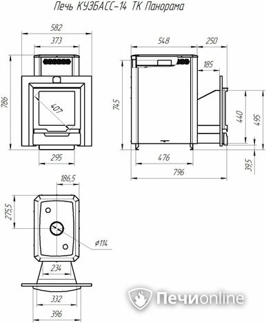 Дровяная банная печь Теплодар Кузбасс-14 ТК Панорама (2018) в Брянске