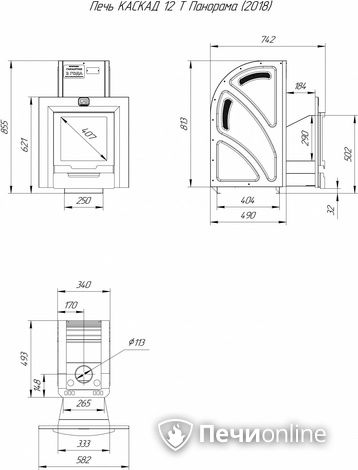 Дровяная банная печь Теплодар Каскад-12 Т Панорама (2018) в Брянске