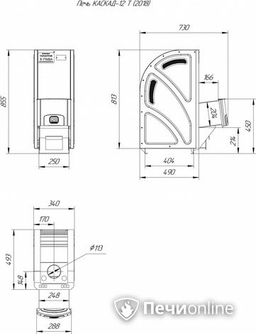 Дровяная банная печь Теплодар Каскад-12 Т (2018) в Брянске