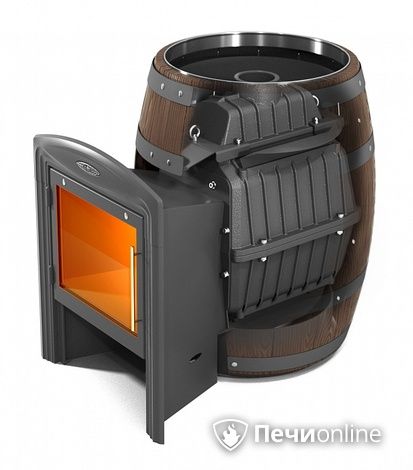 Дровяная банная печь TMF Вариата Cast Витра Баррель палисандр в Брянске