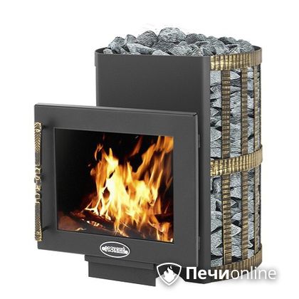 Дровяная банная печь Везувий Скиф Ковка 16 Панорама в Брянске