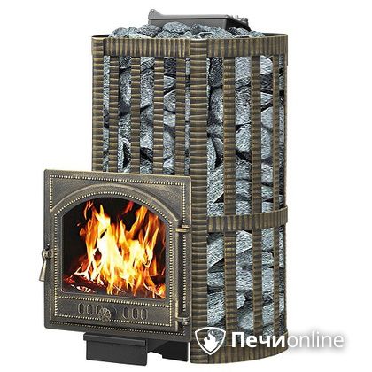 Дровяная банная печь Везувий Ураган Ковка 28  (205) с закрытой каменкой чугун в Брянске