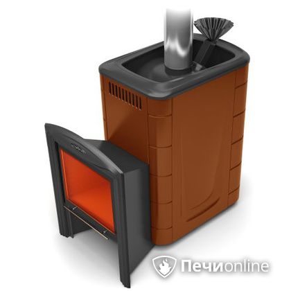 Дровяная банная печь TMF Гейзер 2014 Inox Витра  Терракота в Брянске