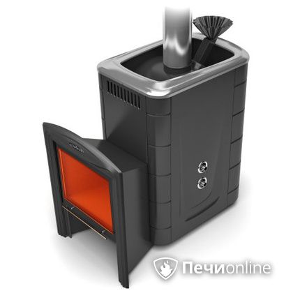Дровяная банная печь TMF Гейзер 2014 Inox Витра с теплообменником антрацит в Брянске