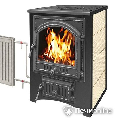 Печь-камин Везувий ПК-01(205) с плитой и теплообменником бежевый в Брянске