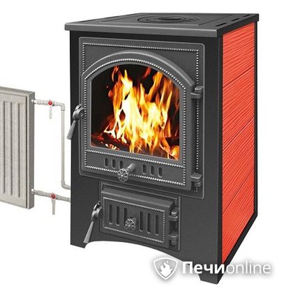 Печь-камин Везувий ПК-01(205) с теплообменником красный в Брянске