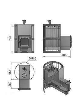 Дровяная банная печь Везувий Скиф Стандарт (ДТ-4С) с парогенератором в Брянске