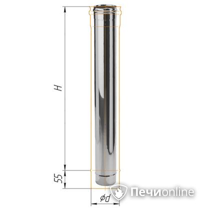 Дымоход Феррум Дымоход нержавейка 08 d-115 L=1м в Брянске