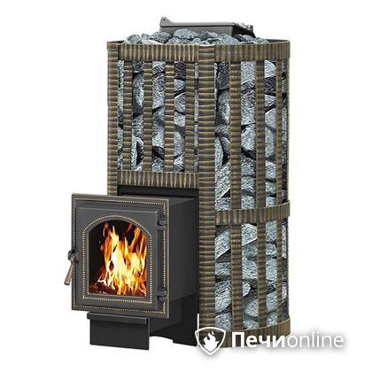 Дровяная банная печь Везувий Ураган Ковка 22 (270) с закрытой каменкой чугун в Брянске