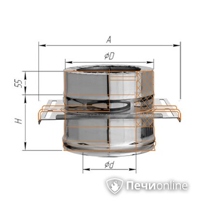 Дымоход Феррум Площадка монтажная  d-115/200 по воде в Брянске