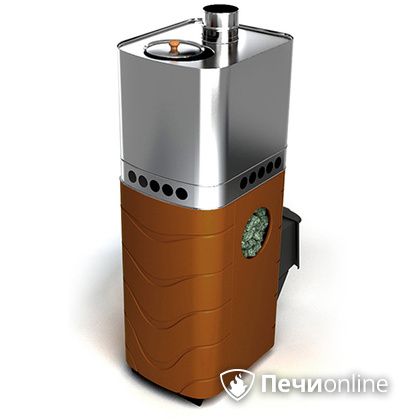 Дровяная банная печь TMF Бирюса 2013 Carbon терракота с закрытой каменкой в Брянске